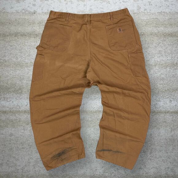 Vintage 90s Carhartt Carpenter Pants 44x30 Baggy Wide Leg Tan Canvas Dungarees